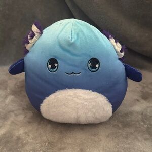 Plush Blue Round Sea Creature Plush with White Belly